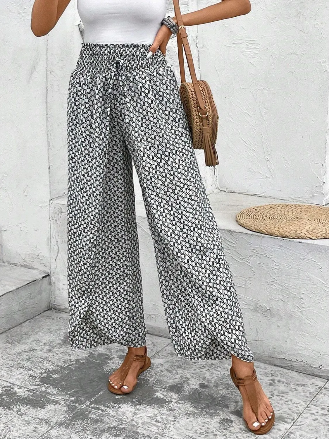 Tied Printed Wide Leg Pants (5 Colors)