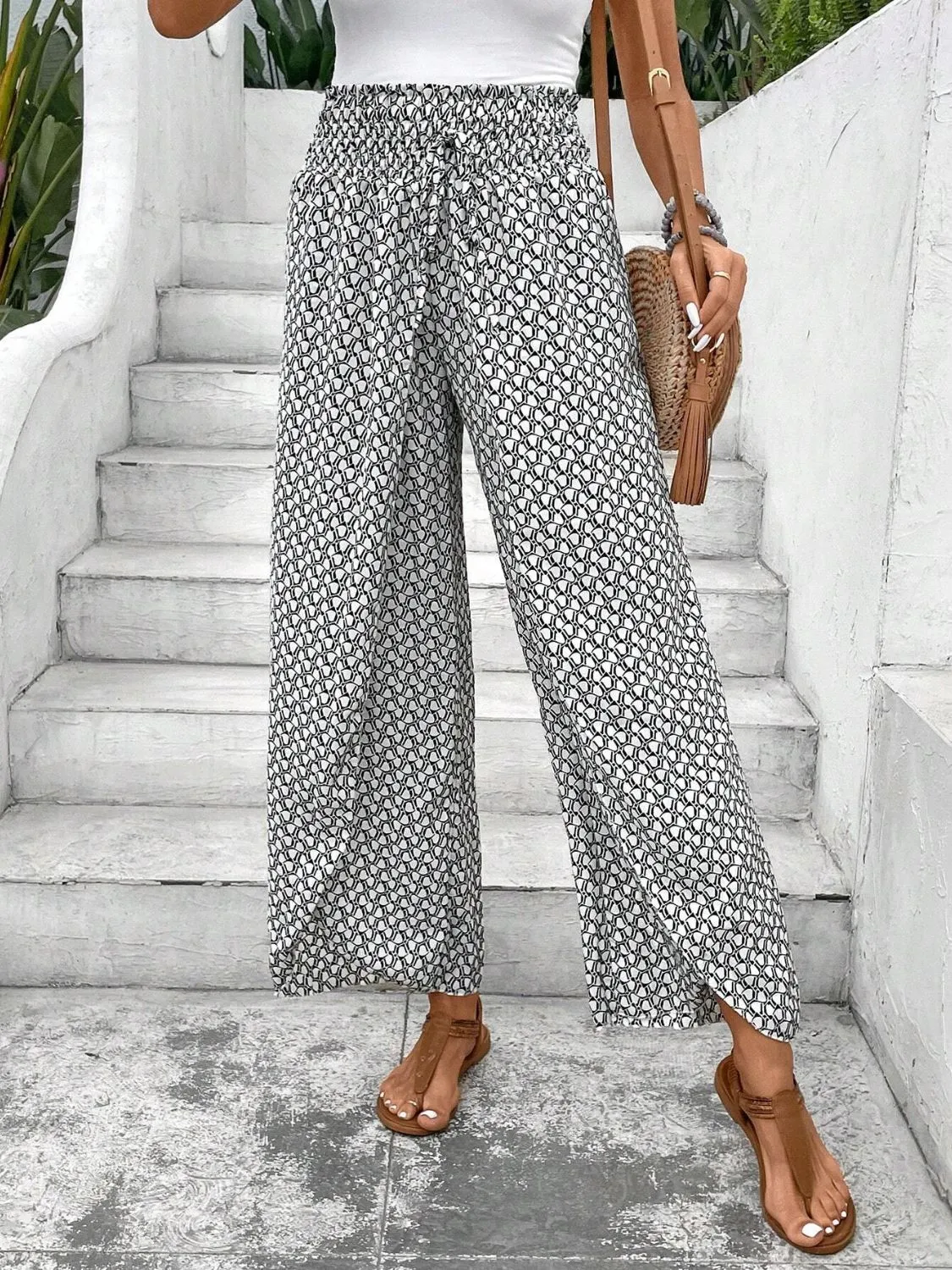 Tied Printed Wide Leg Pants (5 Colors)