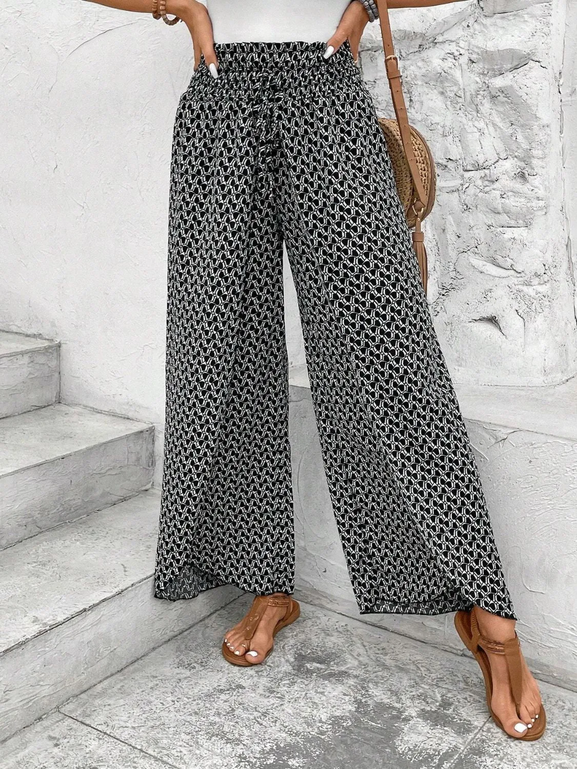 Tied Printed Wide Leg Pants (5 Colors)