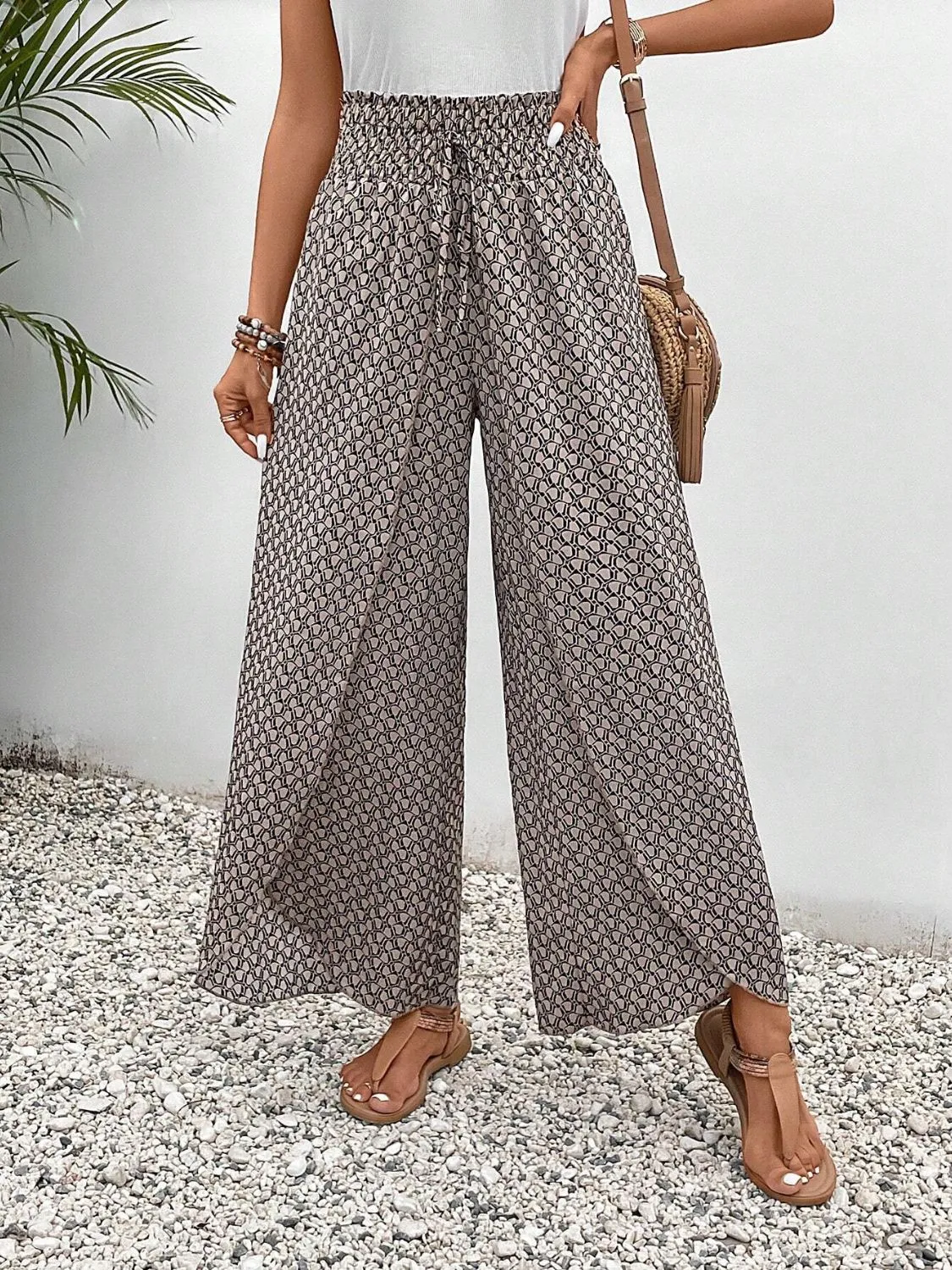 Tied Printed Wide Leg Pants (5 Colors)