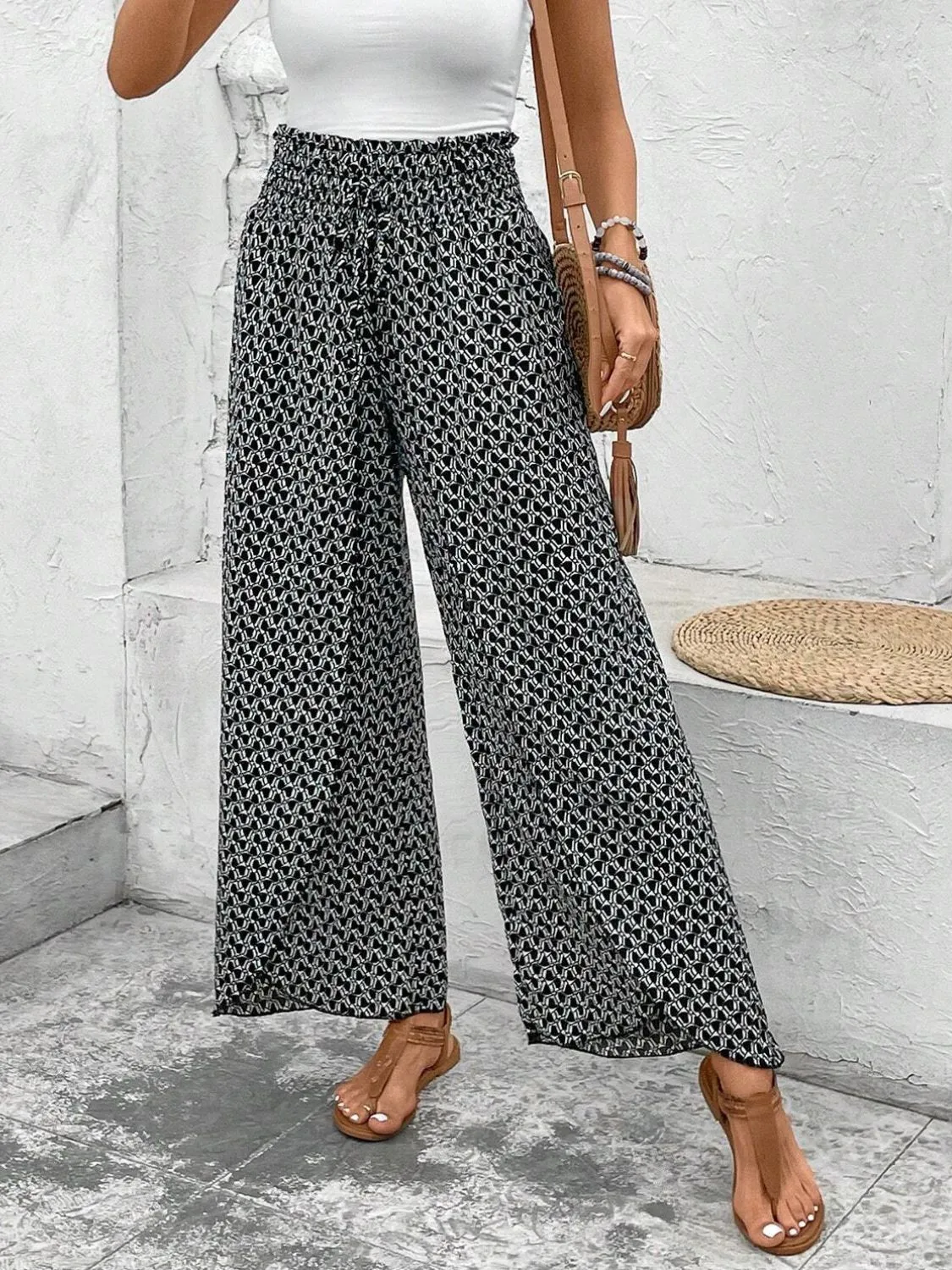 Tied Printed Wide Leg Pants (5 Colors)