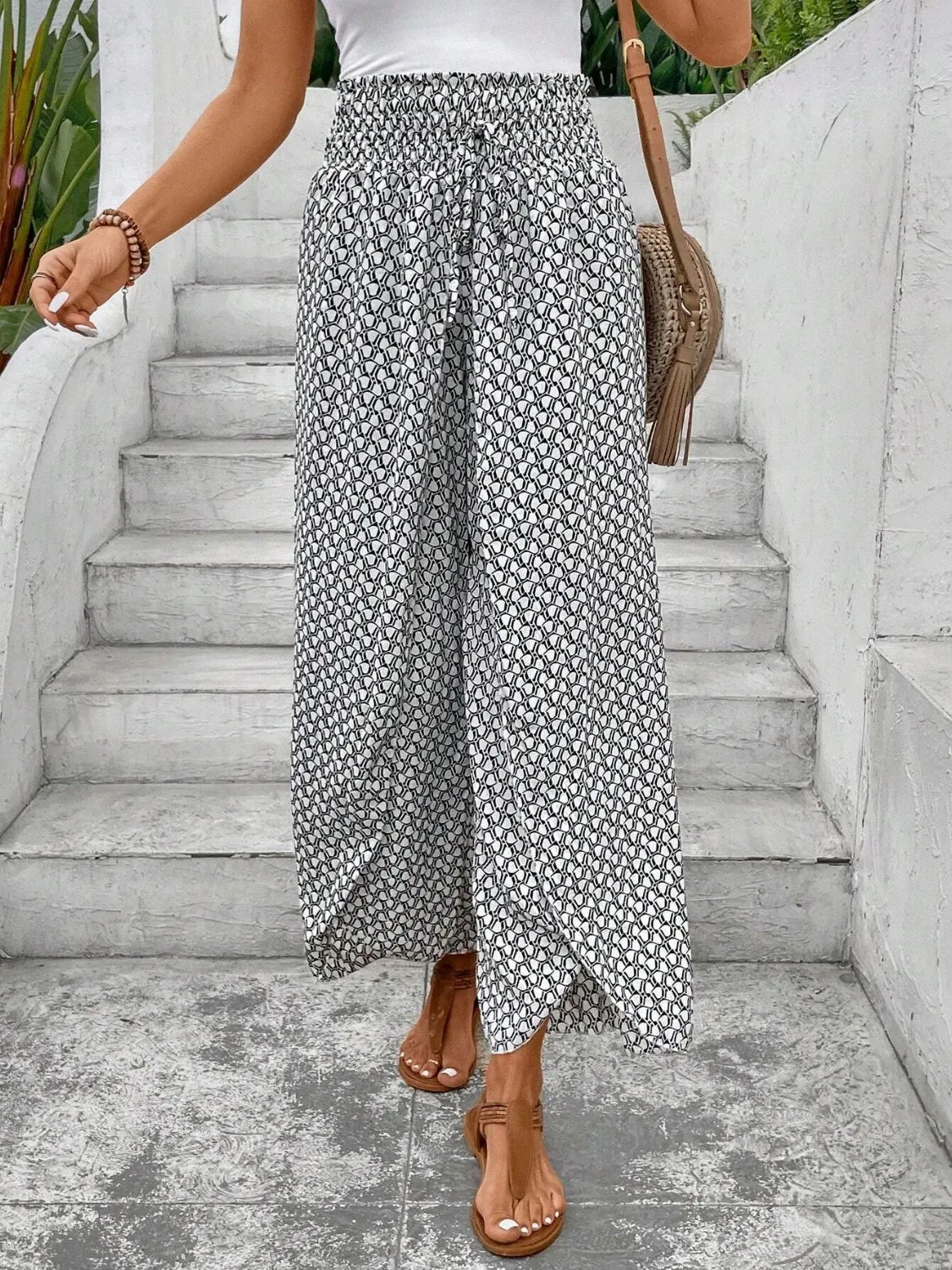 Tied Printed Wide Leg Pants (5 Colors)