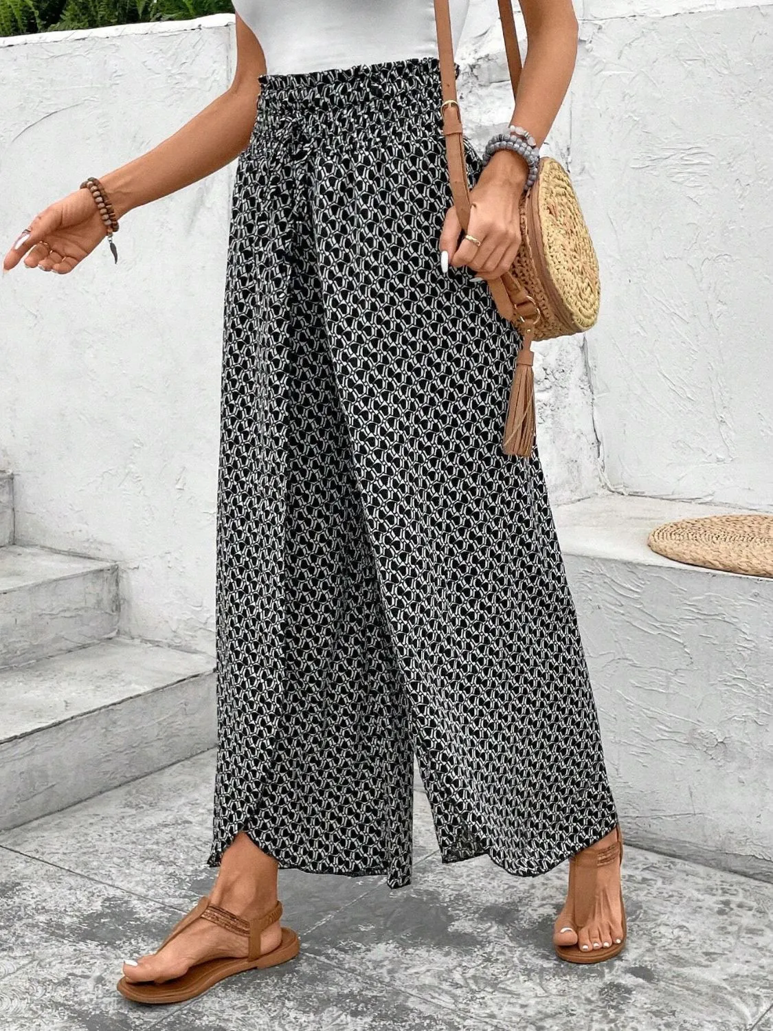 Tied Printed Wide Leg Pants (5 Colors)