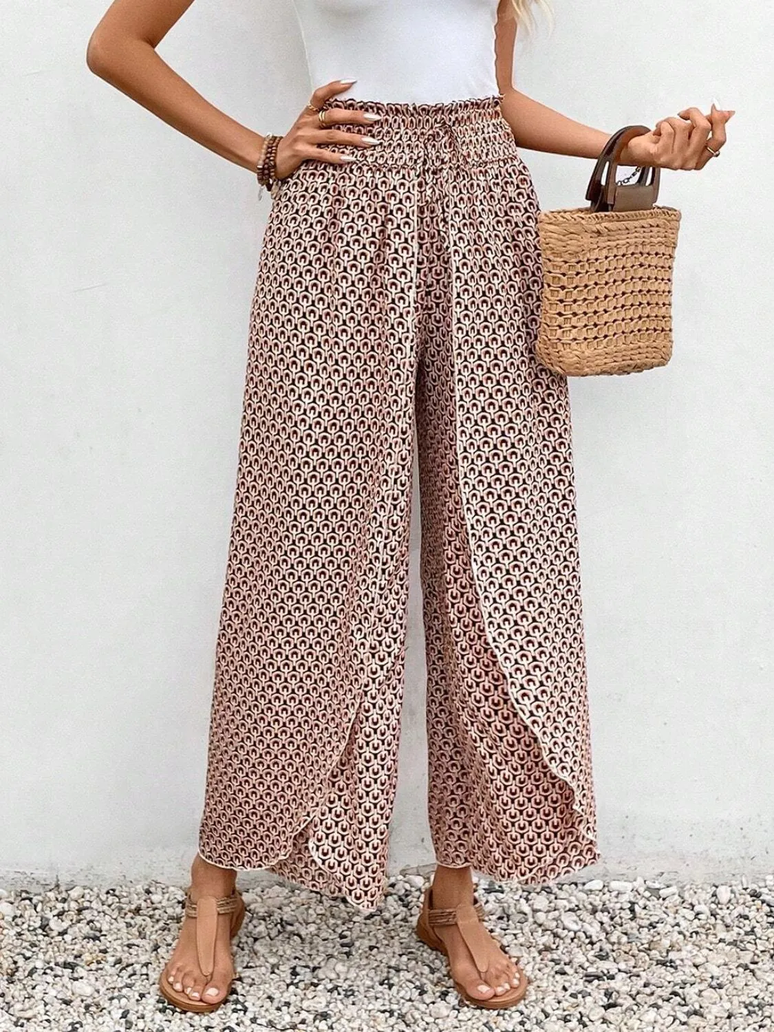 Tied Printed Wide Leg Pants (5 Colors)