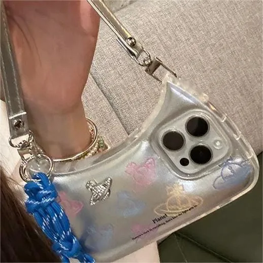 Trendy Crystal Inlaid Planet Handbag iPhone Case