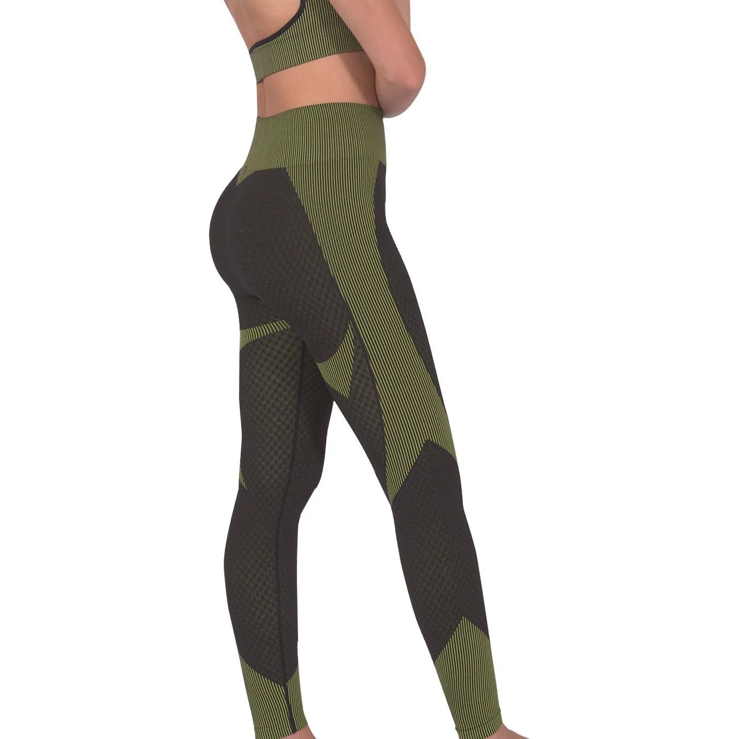 Trois Seamless Legging - Black with Green