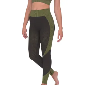 Trois Seamless Legging - Black with Green