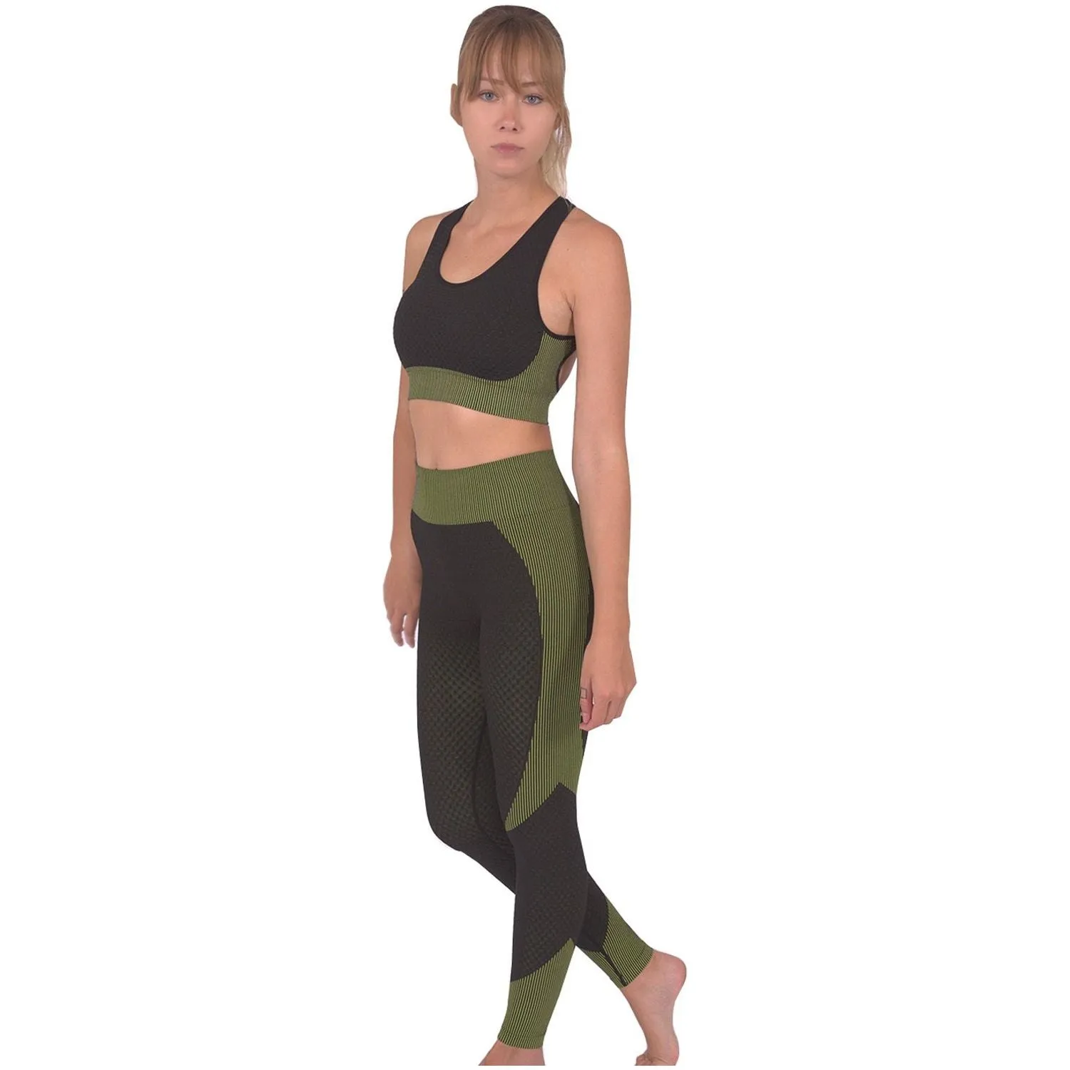 Trois Seamless Legging - Black with Green