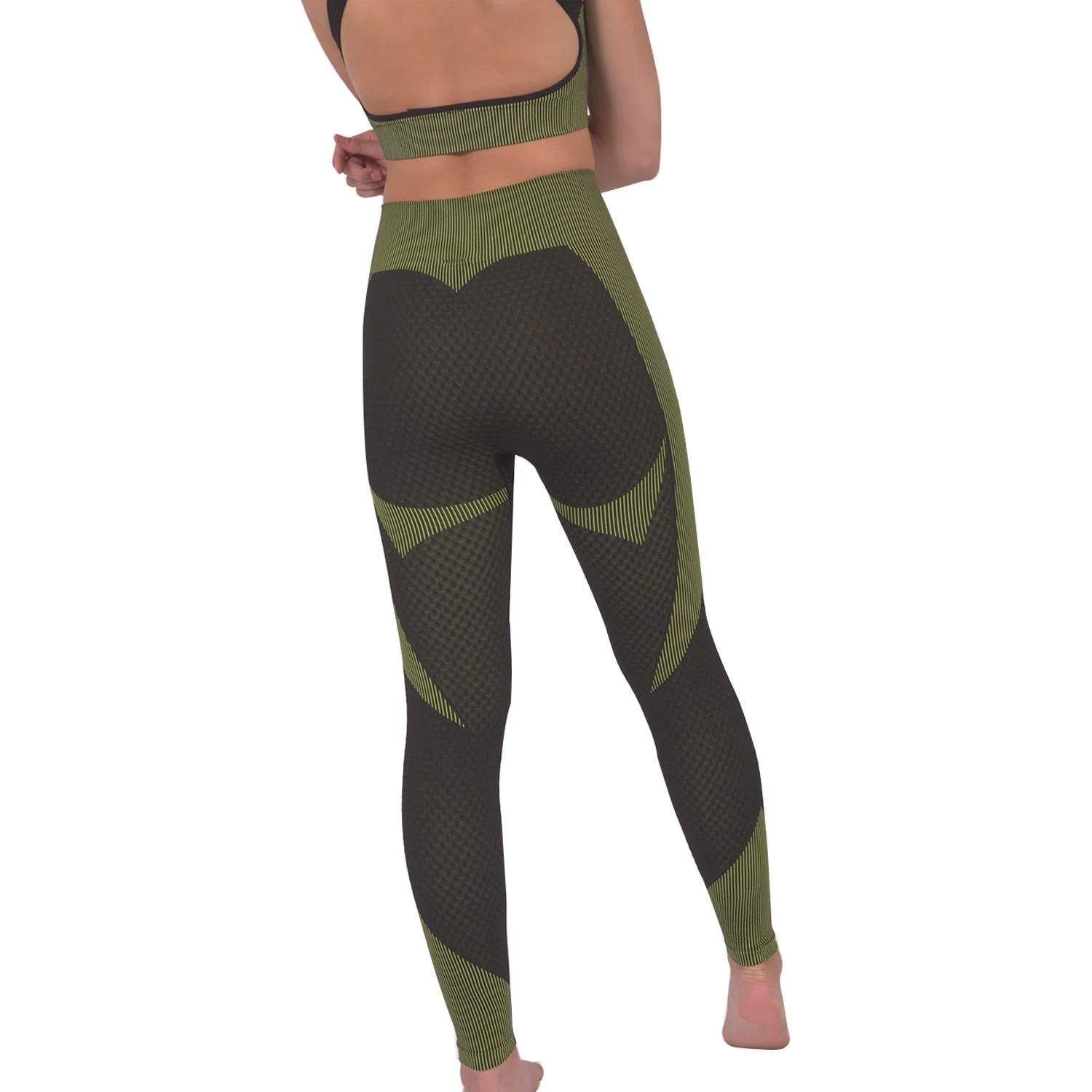 Trois Seamless Legging - Black with Green