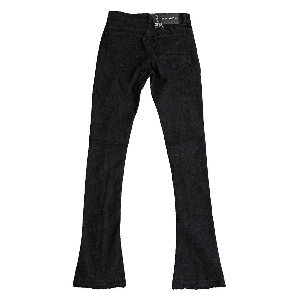 VERTICAL CUT OFF STACKED DENIM (BLACK)