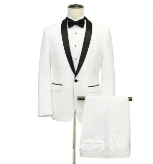 Vinci Slim Fit Tuxedo Suit - White