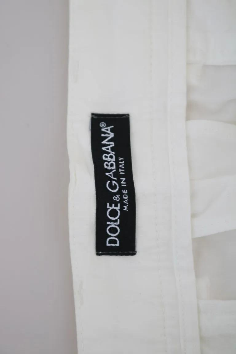 White Cotton Casual Trousers Pants