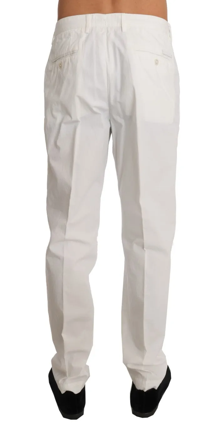 White Cotton Casual Trousers Pants