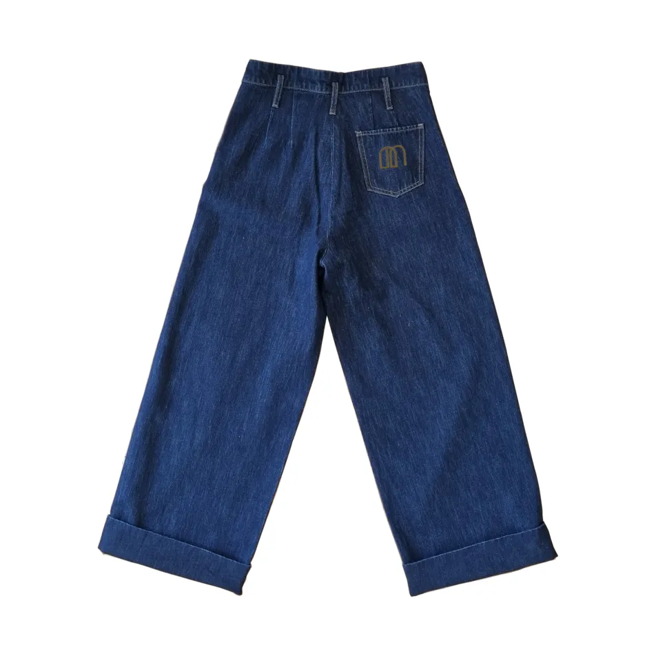 Wide Leg Jeans in Organic Cotton - Indigo