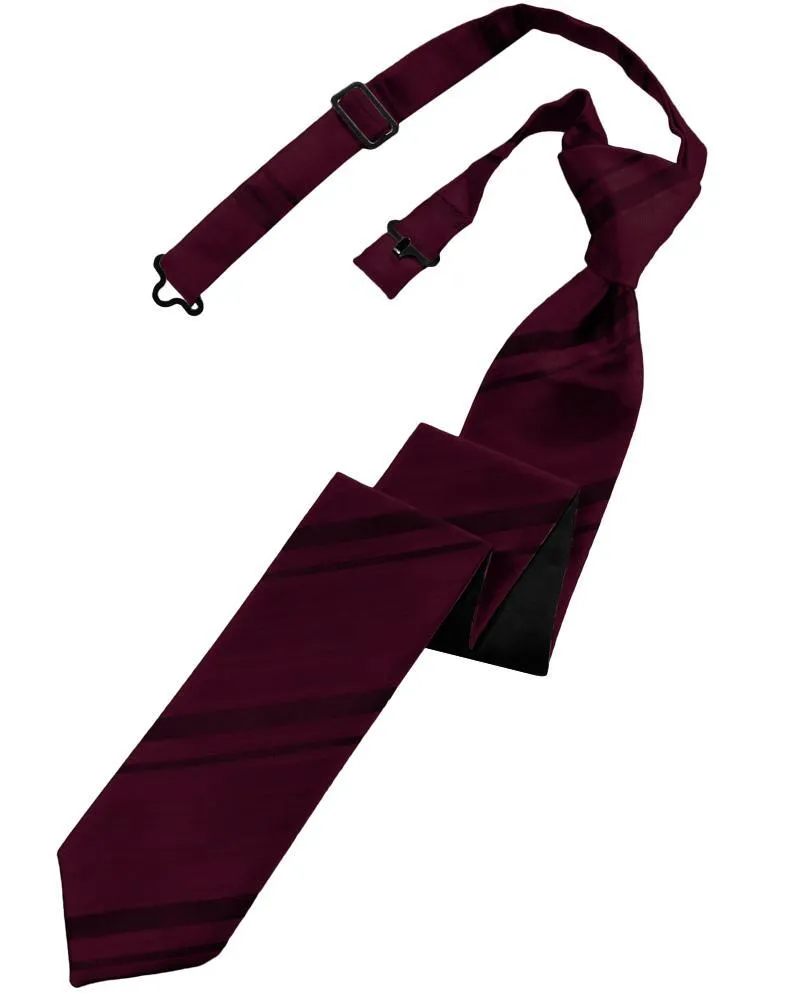 Wine Striped Satin Skinny Necktie