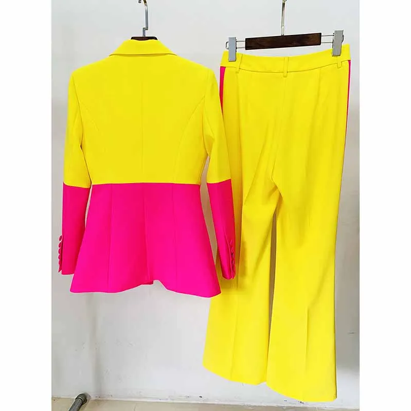 Women Pantsuits Wedding Party Suit   Flare Trousers Colored Suit Two Piece Pantsuits
