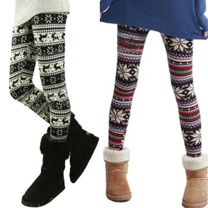 Women Retro Knitted Snowflakes Multi-Colors Figure Legging Pants PY