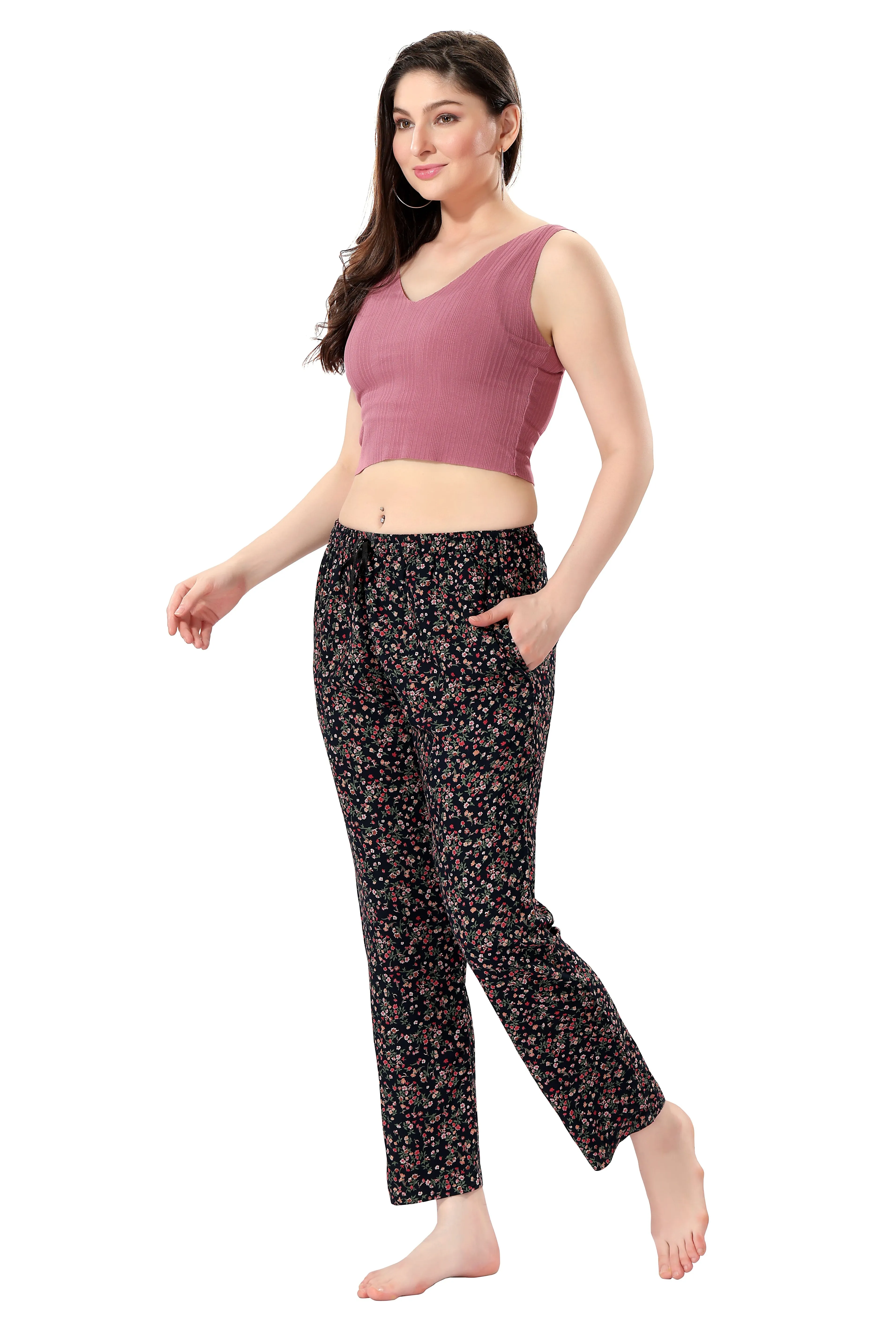Women's Full-Length Premium Rayon Printed Pyjamas