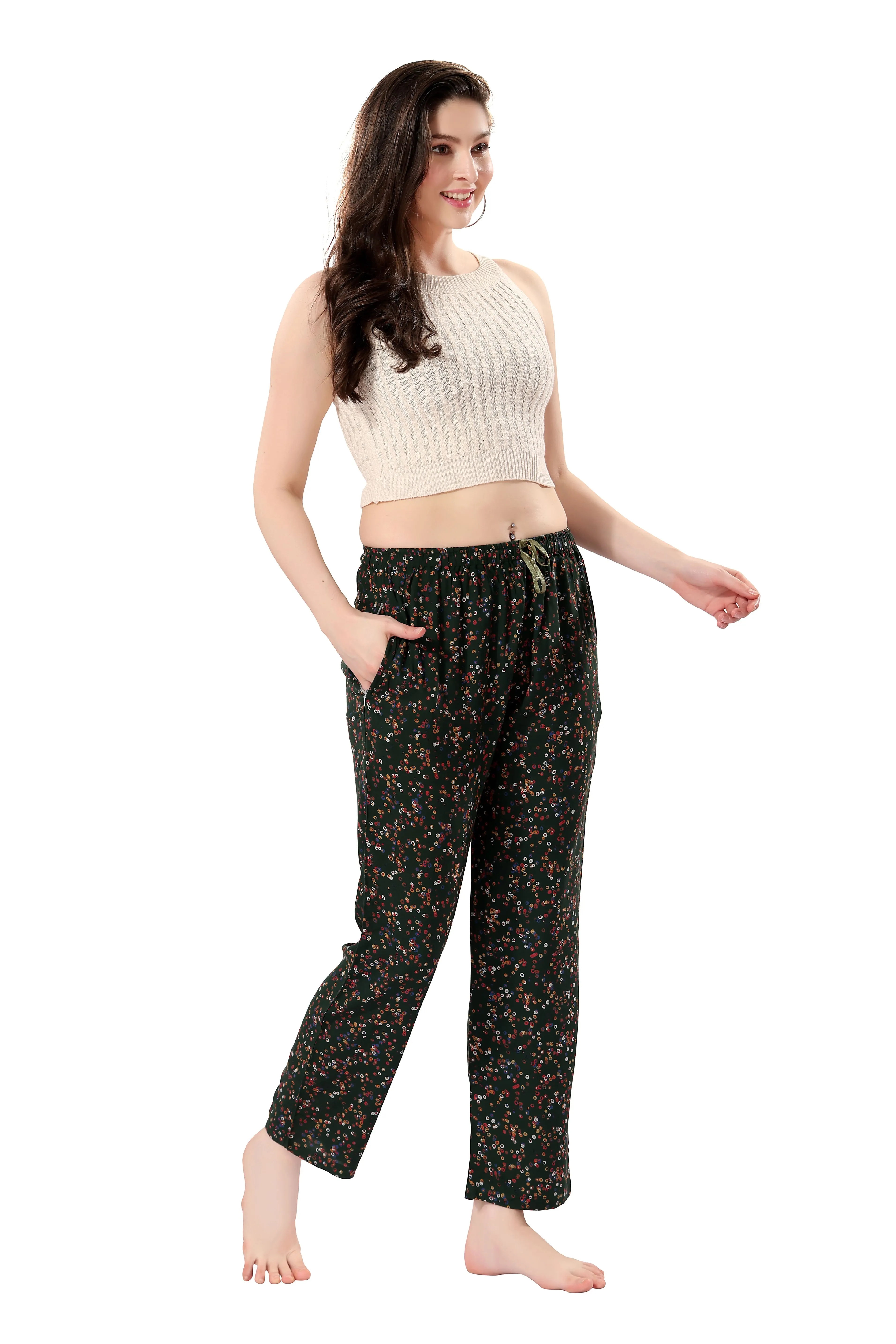 Women's Full-Length Premium Rayon Printed Pyjamas