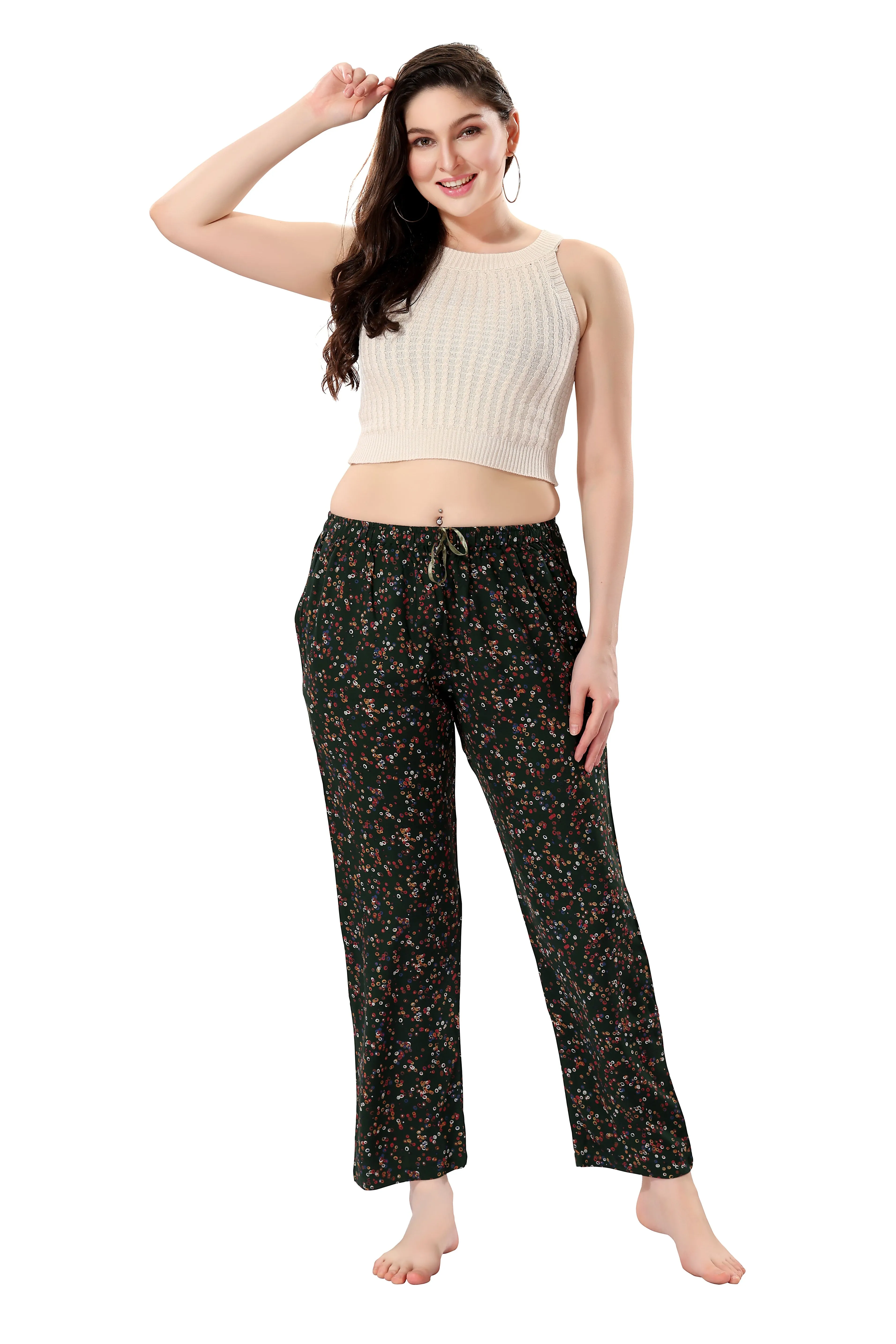 Women's Full-Length Premium Rayon Printed Pyjamas