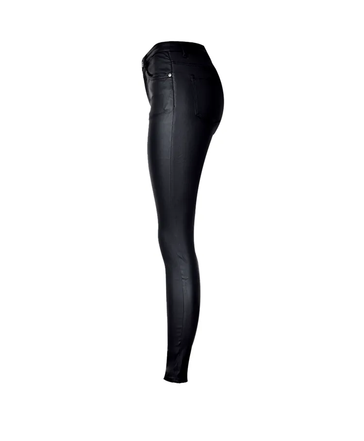 Women's High Waist Slim Faux Leather Pants Jeans