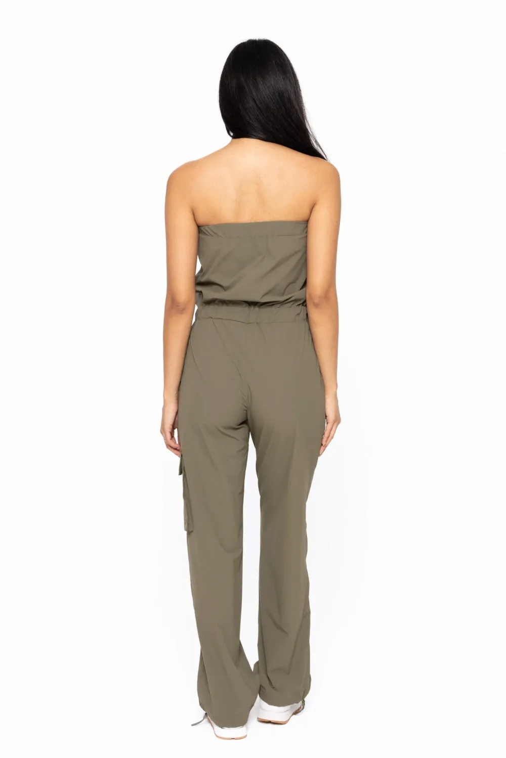 Women's Mono B | Strapless Cargo Active Jumpsuit | Ivy Green