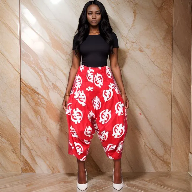 Women's Red Gye Nyame Print Top/Pants