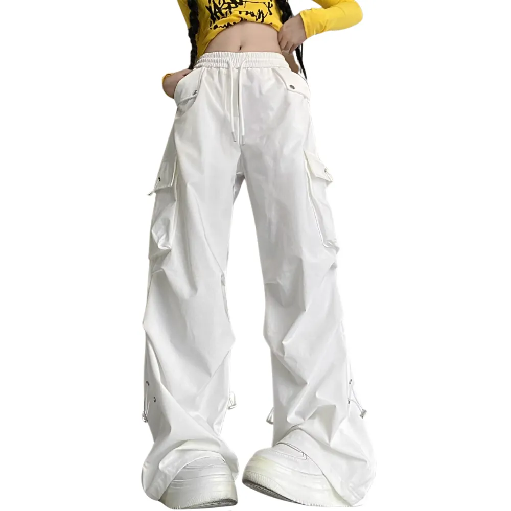 Women's Solid Color Large Pocket Cargo Pants