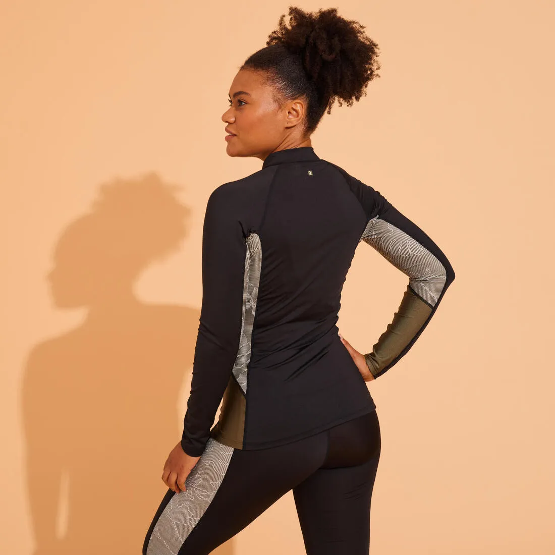 Women’s T-Shirt Long Sleeved Zip Aquafitness Aquabiking LIA KHAKI