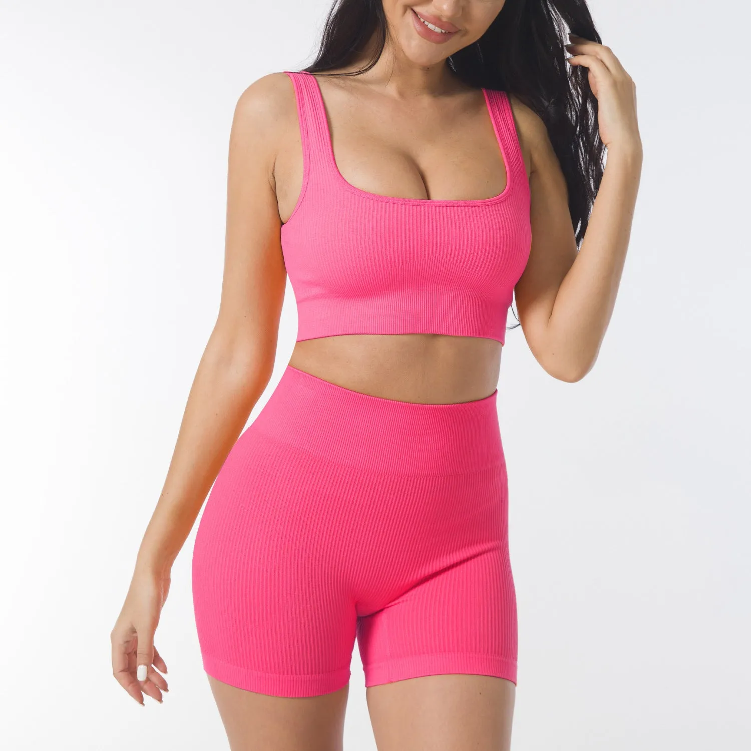 Women’s Two-Piece Seamless Yoga Set - Sports Bra, Leggings & Shorts