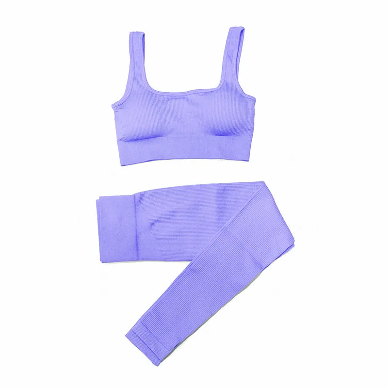 Women’s Two-Piece Seamless Yoga Set - Sports Bra, Leggings & Shorts