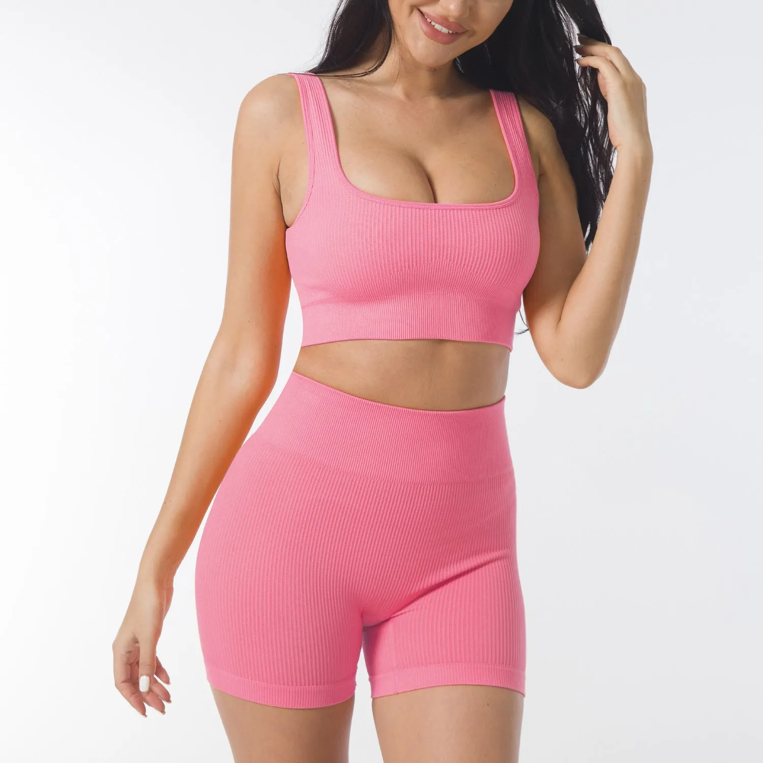Women’s Two-Piece Seamless Yoga Set - Sports Bra, Leggings & Shorts