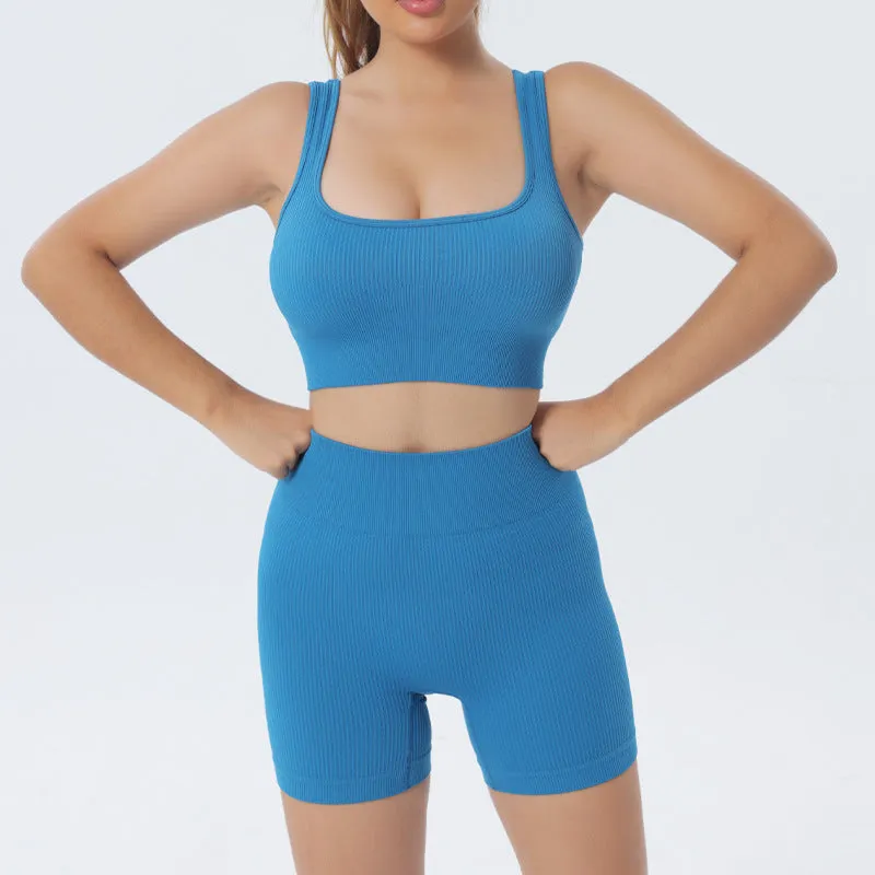Women’s Two-Piece Seamless Yoga Set - Sports Bra, Leggings & Shorts
