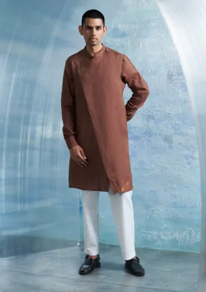 Woody brown overlap kurta and pant