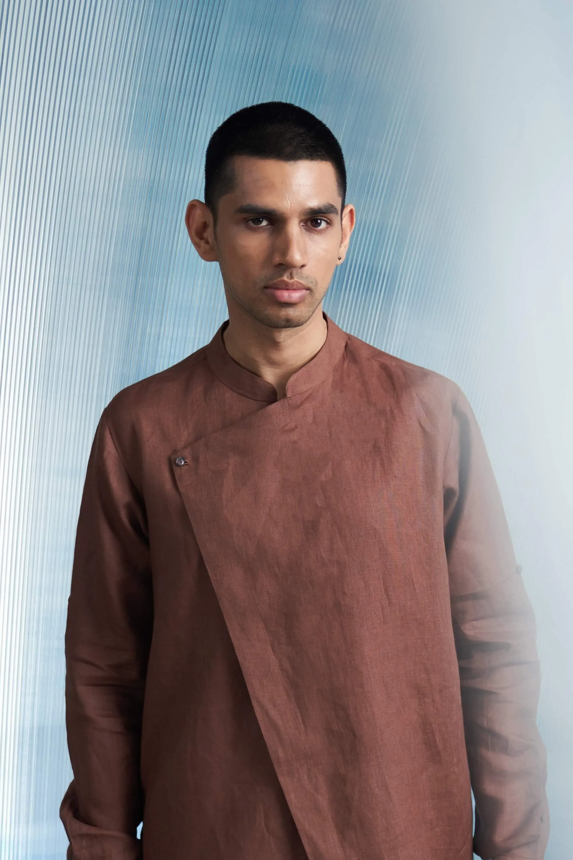 Woody brown overlap kurta and pant
