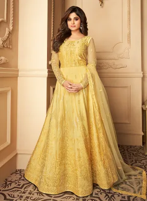 Yellow Sequence Embroidered Anarkali Suit