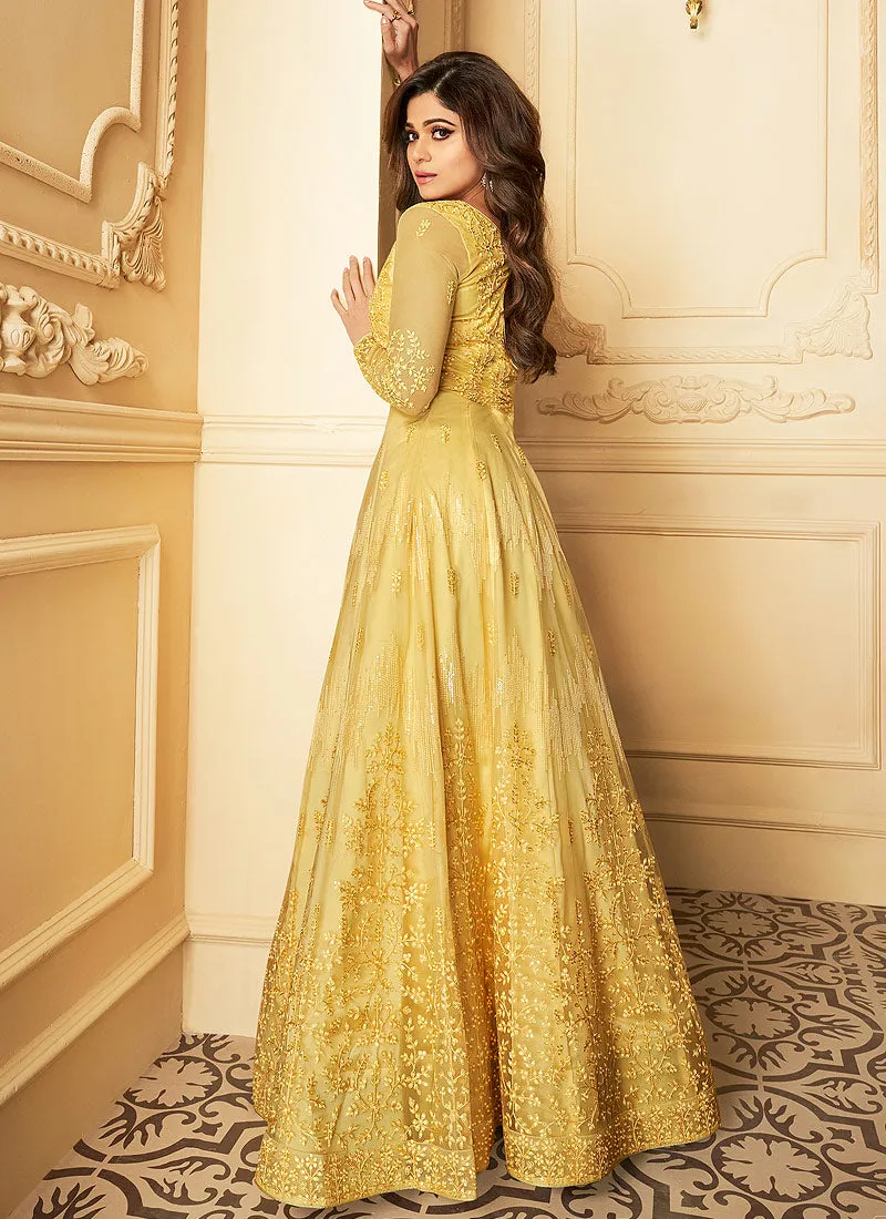 Yellow Sequence Embroidered Anarkali Suit