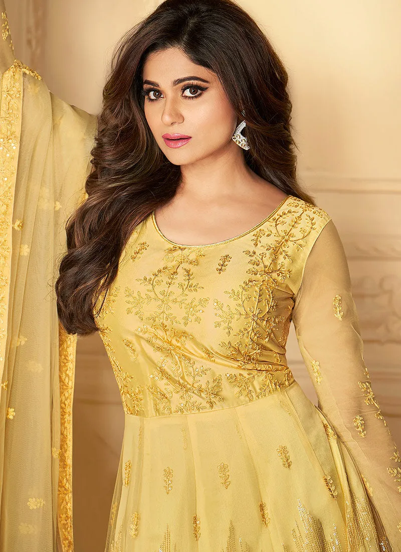 Yellow Sequence Embroidered Anarkali Suit