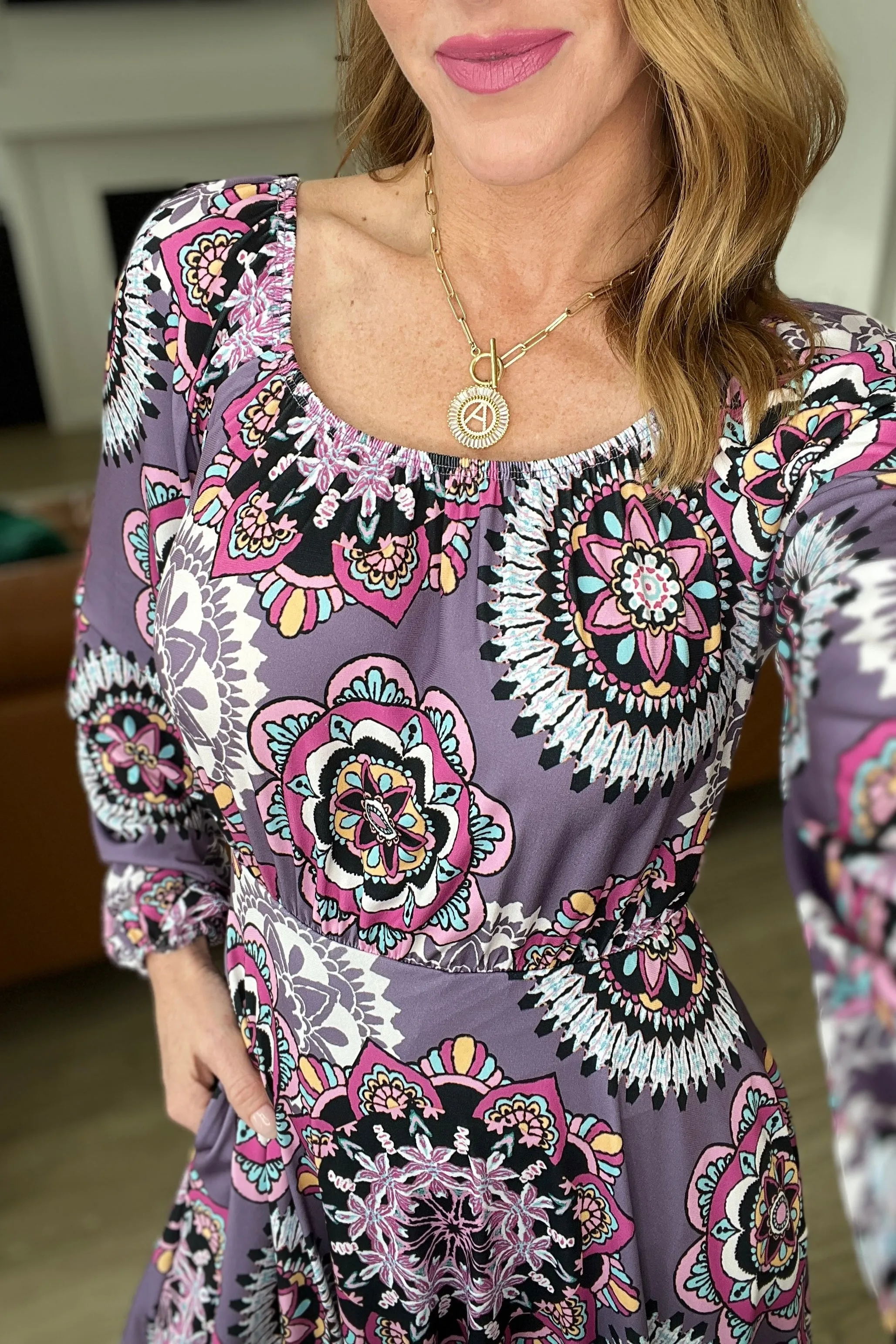 Your Best Idea Skort Dress in Purple Medallions