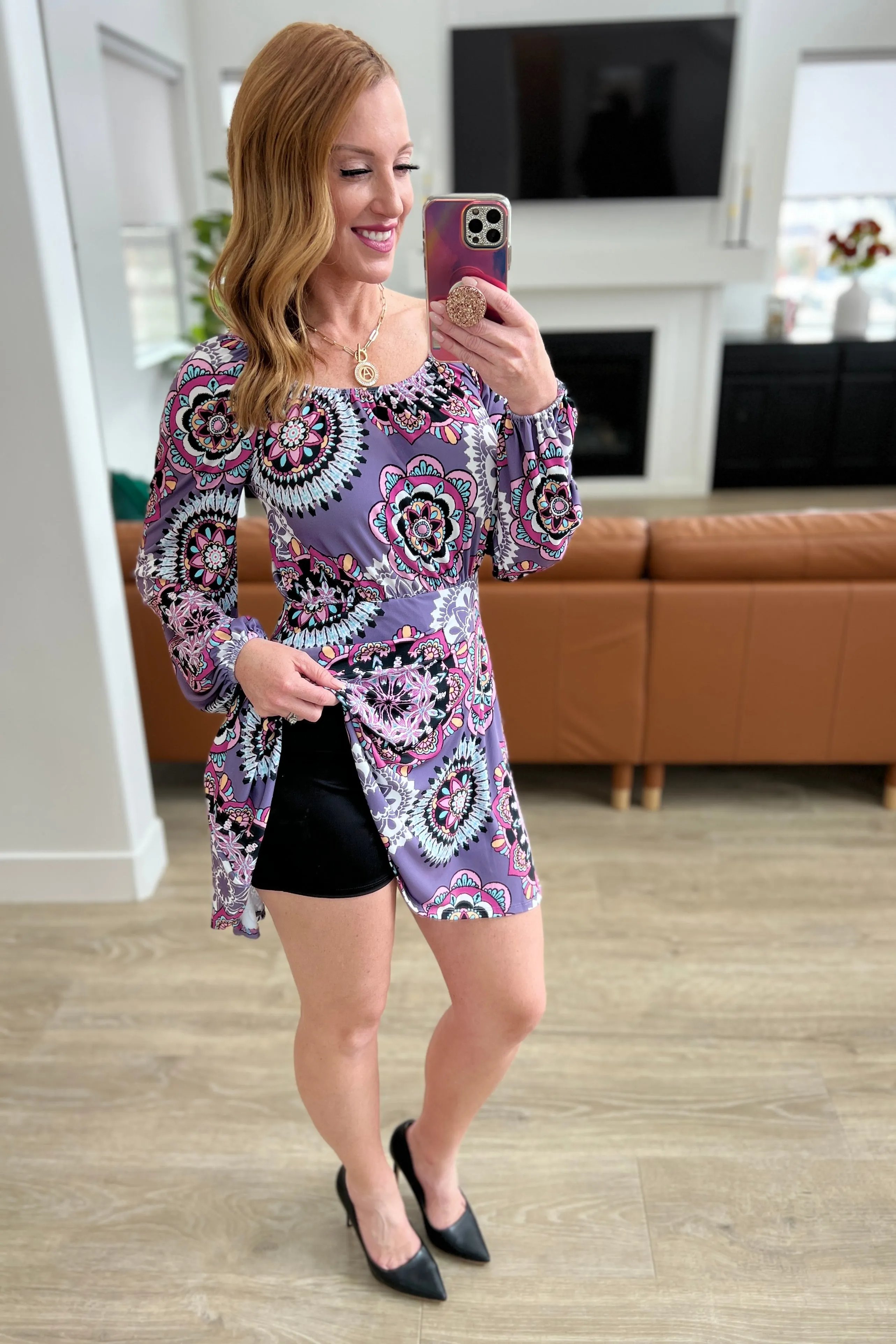 Your Best Idea Skort Dress in Purple Medallions