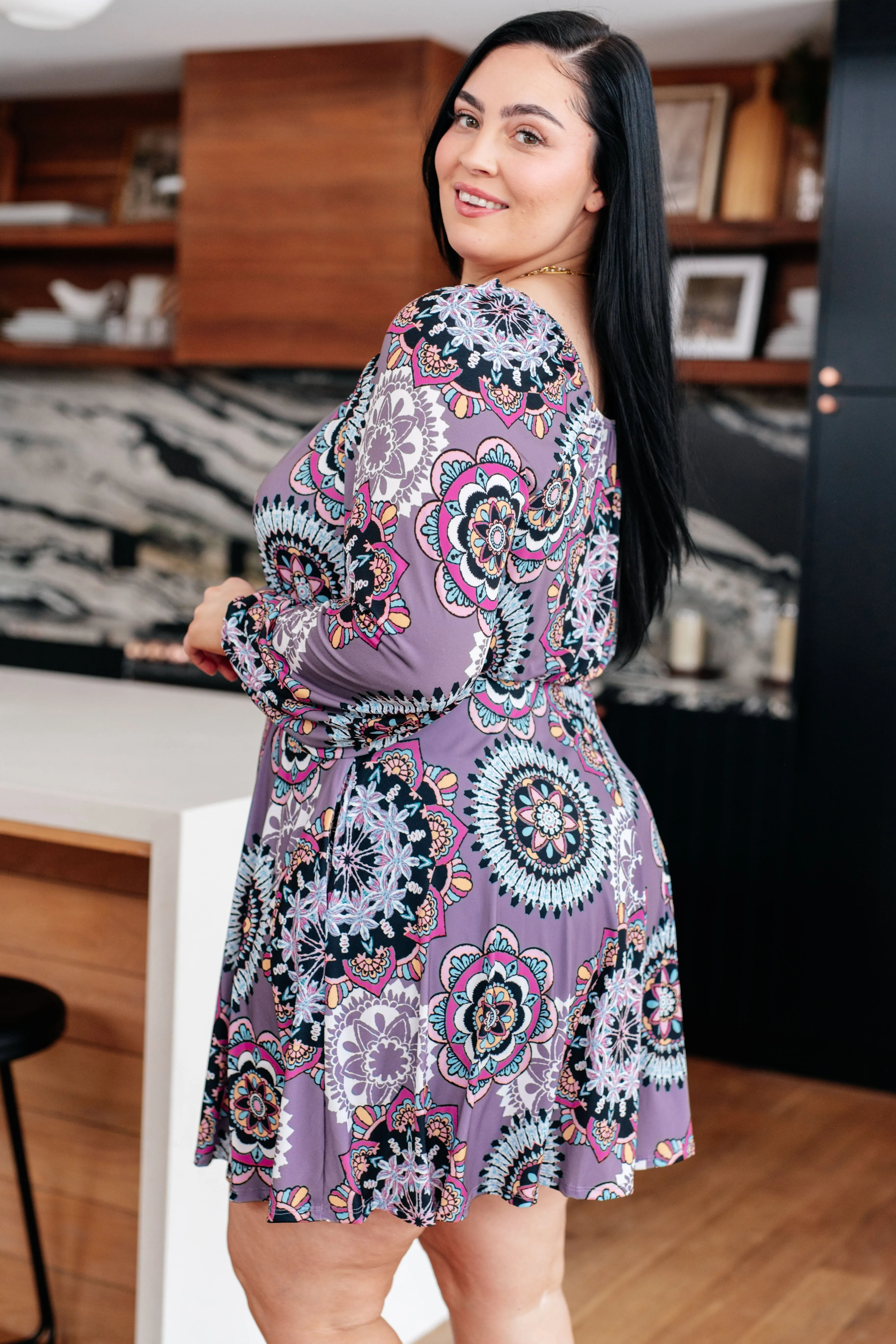 Your Best Idea Skort Dress in Purple Medallions