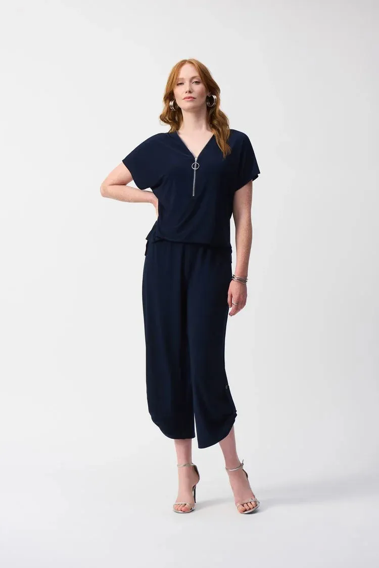 Zip Neck Culotte Jumpsuit Style 251044