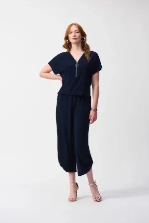 Zip Neck Culotte Jumpsuit Style 251044