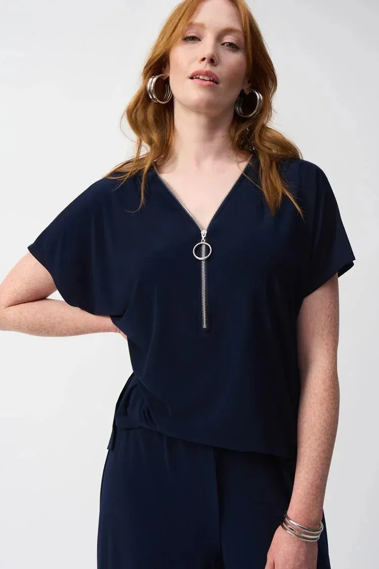 Zip Neck Culotte Jumpsuit Style 251044