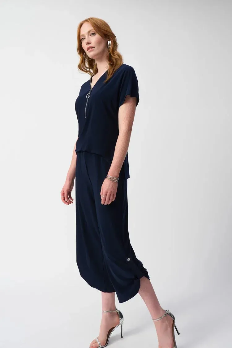 Zip Neck Culotte Jumpsuit Style 251044