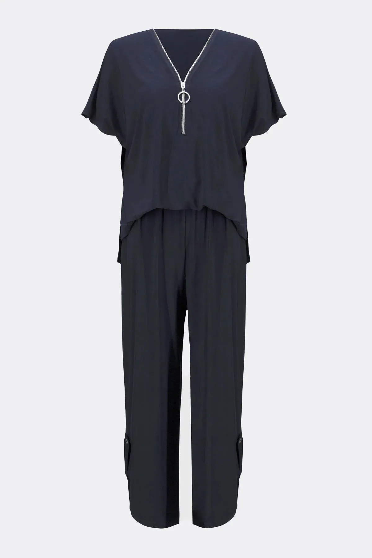 Zip Neck Culotte Jumpsuit Style 251044